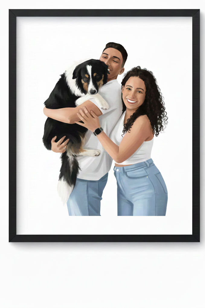 The Duo: Pet & Human Illustration.