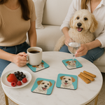 Personalized Pet Portrait Cork-Back Coaster X4