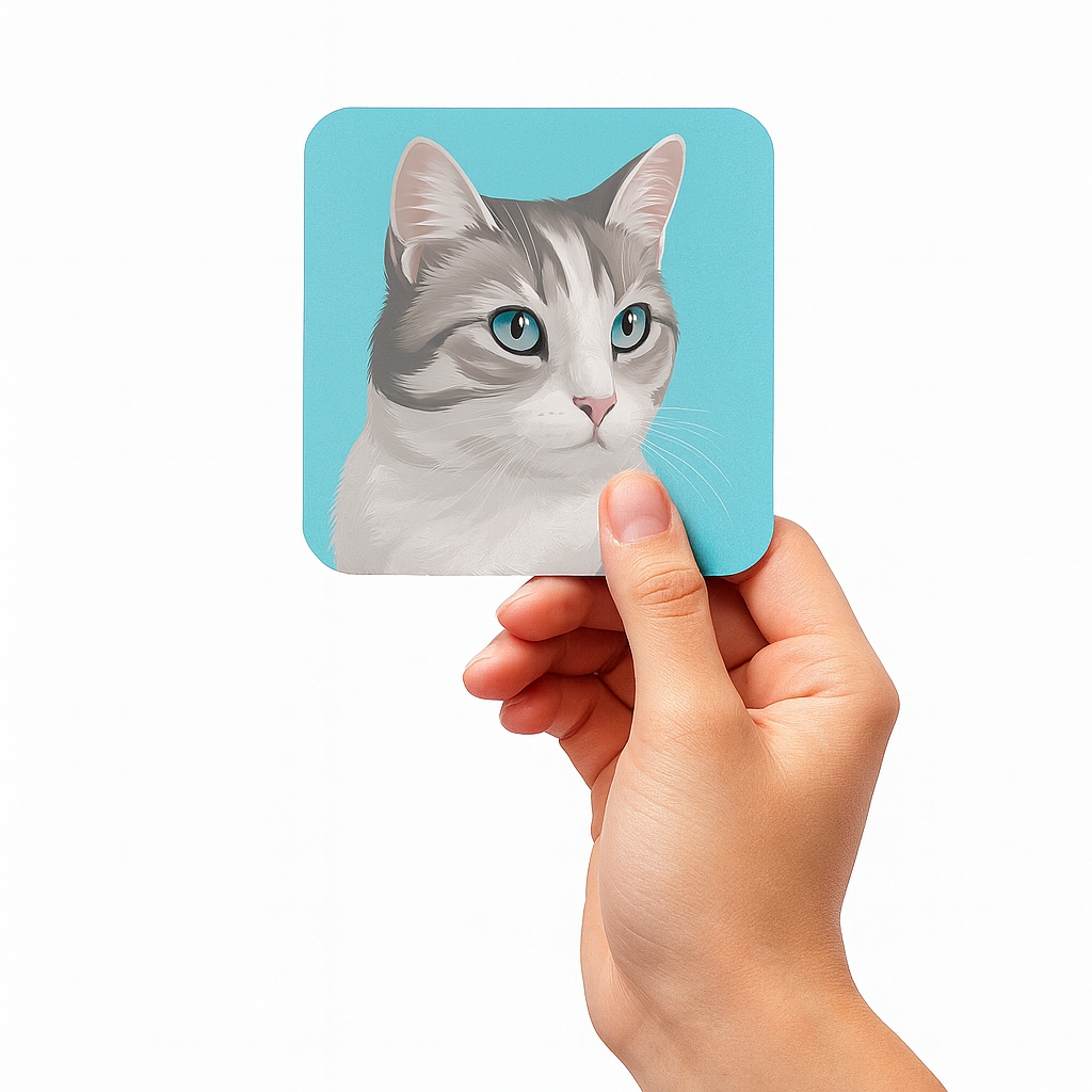 Personalized Pet Portrait Cork-Back Coaster X4