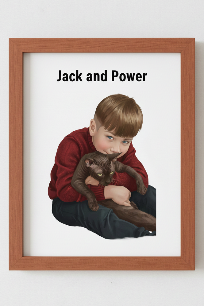 The Duo: Pet & Human Illustration.