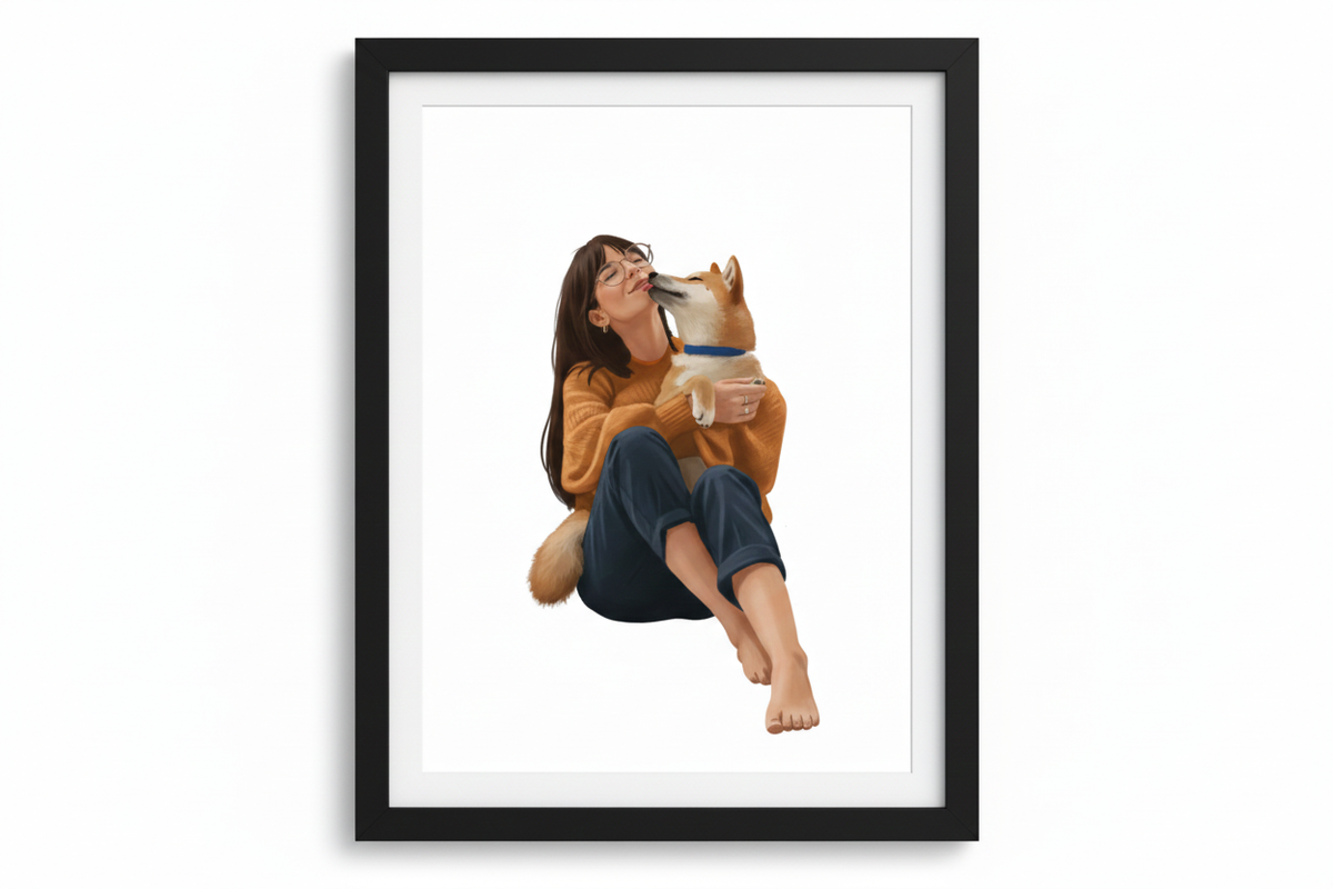 The Duo: Pet & Human Illustration.