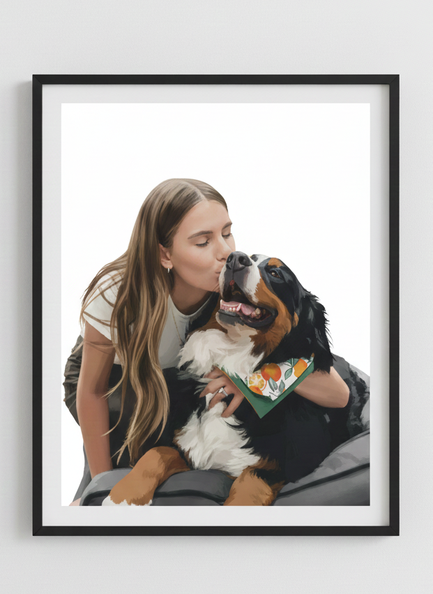 The Duo: Pet & Human Illustration.